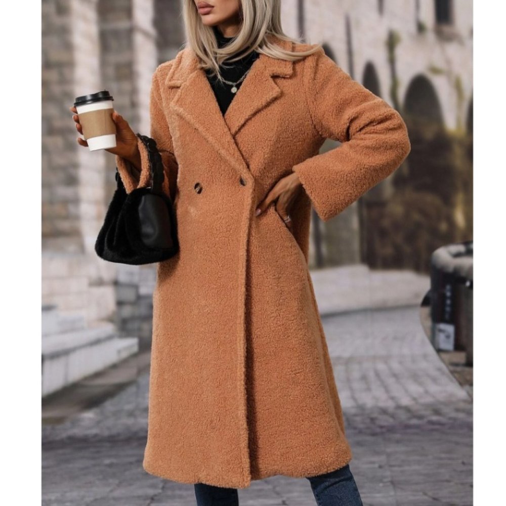 Teddy Long Coat Size M Shein